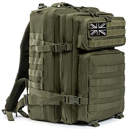 QT&QY 45L Military Tactical Backpacks Molle Army Assault Pack 3 Day Bug Out Bag Hiking Treeking Camouflage Hunting Rucksack