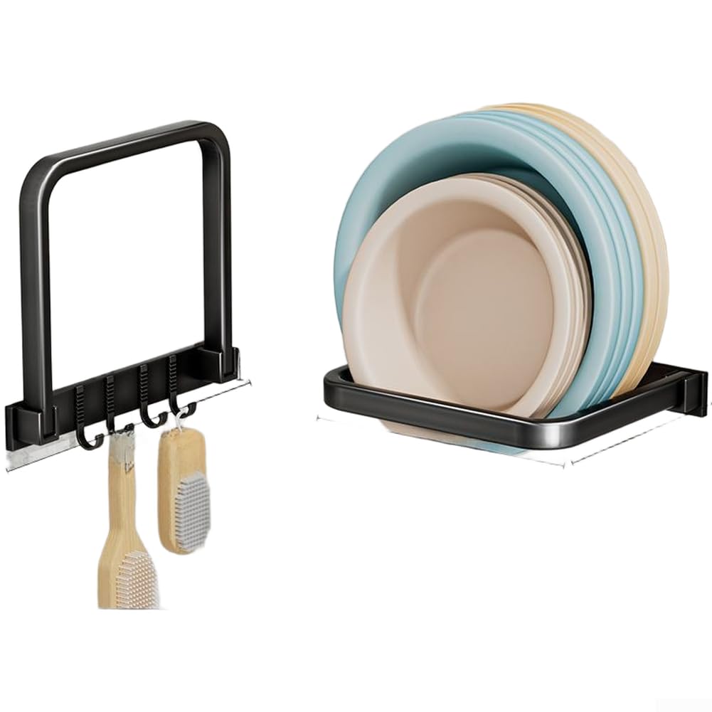 para estantería Baño Aluminio Plegable Sin Taladro 26cm para(gray)