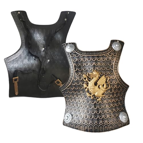 Genérico Disfraz Armadura Romana Niños | PP, Peto 37.5x33.5cm, Hombro 17.5x11.5cm, Brazo 17x9cm | Bronce/Plata Con Accesorios Armadura | Traje Caballero Juego Rol Para Niño Niña