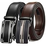 [CHAOREN] ベルト メンズ 2本セット ビジネス - 大きいサイズ オートロック式 ベルト 穴なし 革 - 無段階調整 スーツ 紳士 ギフトボックス付