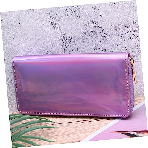 Sequins Wallet for Women Holographic Long Purse with Double Zipper Shiny Violet Clutch Bag Compact Phone Pocket Stylish Coin Purse for Everyday Use and Special2