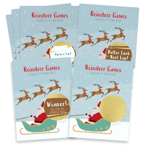 MATICAN Christmas Scratch Off Cards 40-Pack Reindeer Games Xmas Party Scratch-Off Tickets for Holiday Games Secret Santa Stocking Stuffers 3.5 x 4.7 Inches