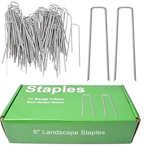 Anti-Roest Gegalvaniseerde Tuin Grond Pegs Nietjes 6″ /150mm, 11 Gauge (3.0mm) Zware Stalen Sod Stakes Anker Pin U-Shaped Gazon Tuin Landschap Weed Stof Beveiliging Spike 50pcs ZILVER