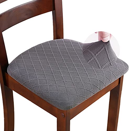 ZHILING Lot de 6 housses de siège en jacquard extensible avec attaches, amovibles, lavables, anti-poussière et pour salle à manger, gris Cover