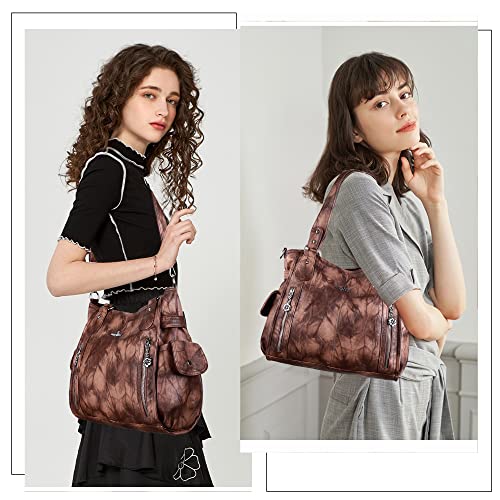 Image of Angel Kiss Handbags for Womens Top-Handle Hobo Purse Roomy Casual Shoulder Bags PU Tote Satchel Purse for Women