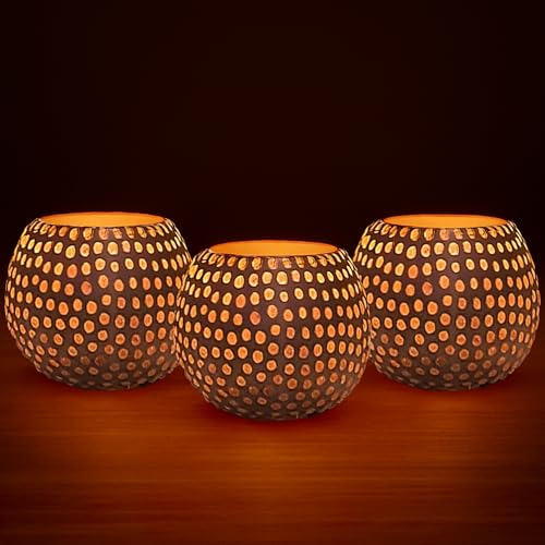Image of Floryn Decor Morrocan Mosaic Candle Holders | Home Light Decorations Items | Mosaic Glass Tealight Holder | Best lamp for Diwali Decoration | Pack of 3 (with 3 Tealight Candle Free)