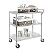 Seville Classics UltraDurable NSF Commercial Heavy Duty Metal Rolling Utility Cart, w/ Steel Shelves, Handle Bar for Restaurant, Garage, Warehouse, Kitchen, Office, Top Shelf (36
