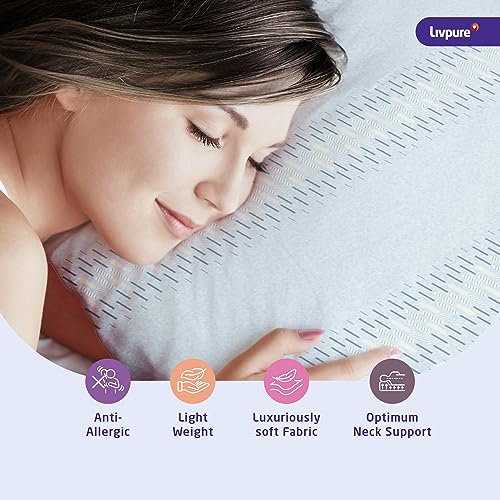 Image of Livpure Smart Cloud Original Microfiber Sleeping Pillow | Extra Soft Bed Pillow | Neck Support | Hypoallergenic & Breathable Plush | Fiber Filled Cushion | Multicolor | King Size | 24x16x4 | Pack of 2