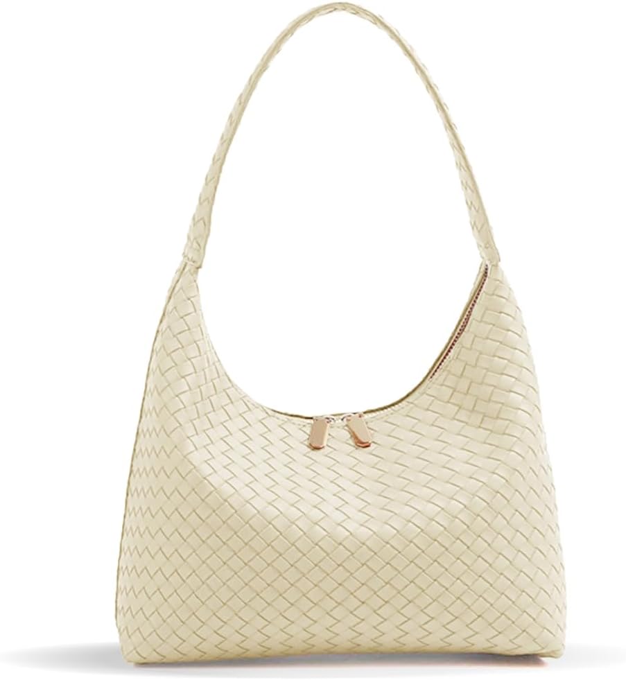 Leather Hobo Bags for Women Small Soft Shoulder Purse Slouchy Tote Handbags with Double Zipper Design