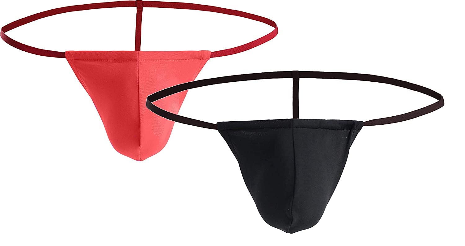 Men's Spandex Enhancing G-String Thong Sexy Underwear, One Size Fits S-M-L, Red and Black Combo Pack Thong Underwear Free Size Suitable Age Between 18-45 Years-image-8
