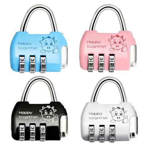 Combination Padlock 4 pcs, Suitcase Locks Heavy Duty Gym Pad