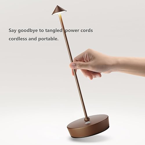 Miniatura 4 de JALVDE Lámpara de mesa recargable con pilas (juego de 2 - marrón café)