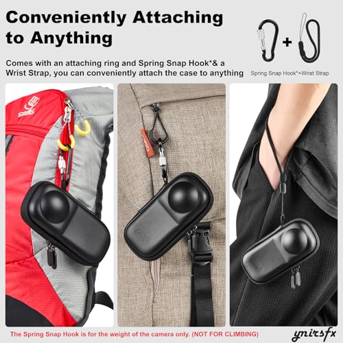 Ymirsfx Carrying Case for Insta360 X5/X4 | Compatible with Original Lens Cap | Protective Hard Shell Travel Bag with Wrist Strap & Secure Carabiner - image 4
