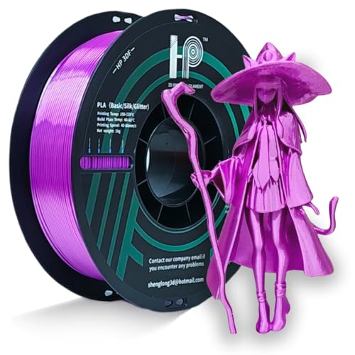 HP3DF PLA Filament, Silk PLA, 3D Printer Filament, PLA Filament 1.75mm Dimensional Accuracy +/- 0.02mm, 1KG Spool (2.2 lbs), Fit Most FDM Printer (Silk Purple)