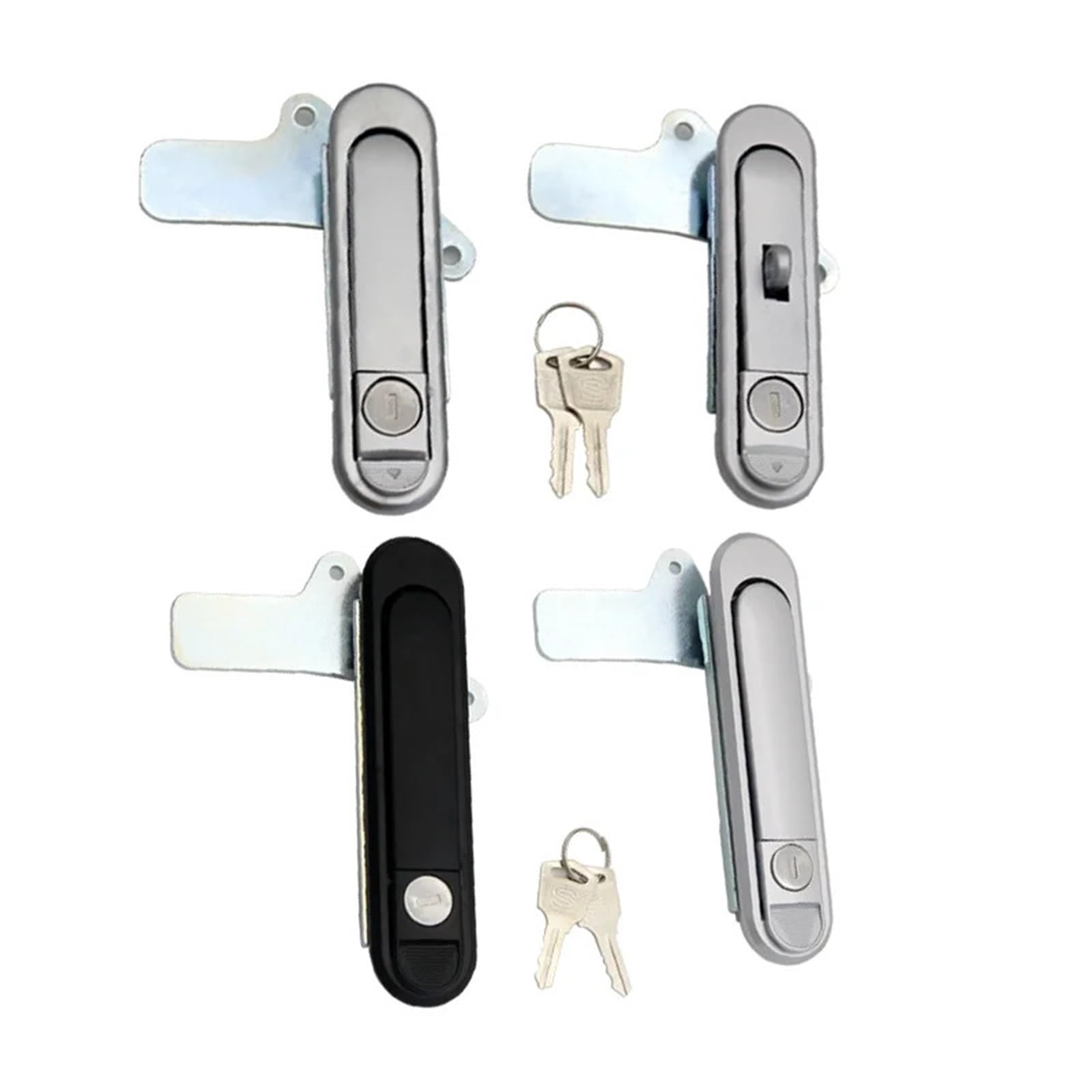 Sxolcoufoh With Lock-2 Distribution Box Electrical Cabinet Door Machinery Equipment Zinc Alloy Flat Lock 1Pcs(With Lock-2)
