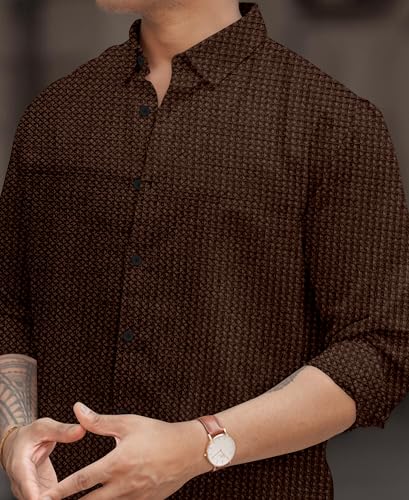 Image of Men's Casual Regular Fit Full Sleeve Collared Shirt, Stylish Fashion Wear