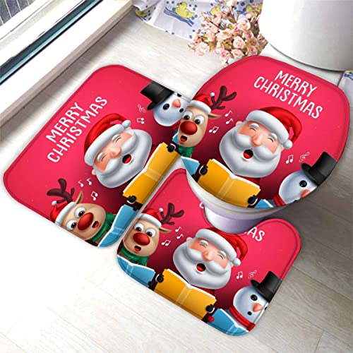 Zifarm Badematte Rutschfeste 50x80 cm Weihnachten Badvorleger-Set 3D Drucken Cartoon-Weihnachtsmann Mikrofaser Flanell… – Bild 5