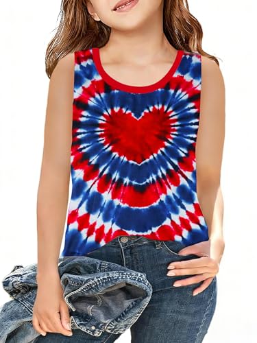 Image of CAZYCHILD Girls American Flag Tank Tops Boys 4th of July Shirts USA Summer Sleeveless Tee Independence Day Outfit 5-14y