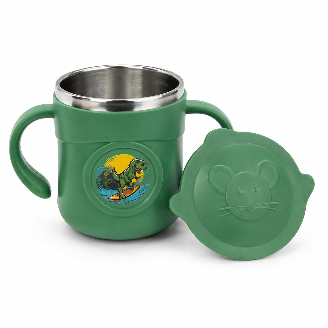 Kids Stainless Steel Sipper Cup with Lid and Dual Handles, Drinking Mug for Kids, Leak Resistant Water,Milk, Juice Cup for Babies, Training Mug for Baby -250ml (Random Color) (Pck of 1)-image-34