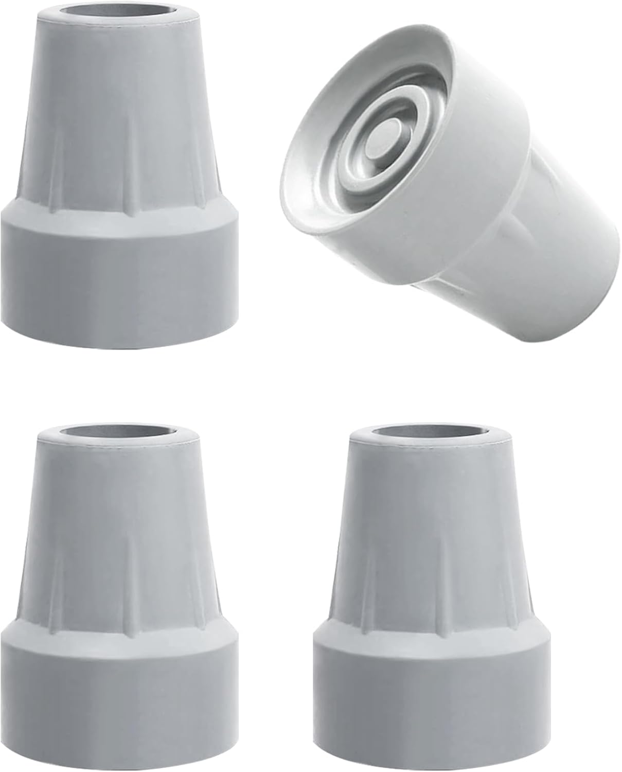 OBTANIM 4 Pack 3/4 Inch Replacement Rubber Cane Tips for Canes Crutch Walking Sticks and Walkers (Gray)