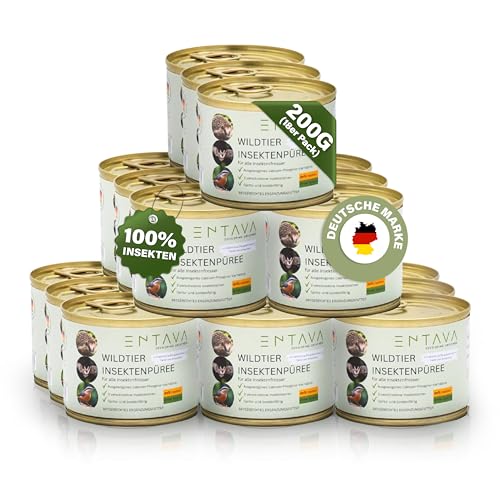 ENTAVA Frisches Insektenpüree - 100% Insekten, Igelfutter, Vogelfutter, Reptilienfutter, (Wild-) vogelfutter, Kleinnagerfutter, Frettchenfutter, Fischfutter (200g)
