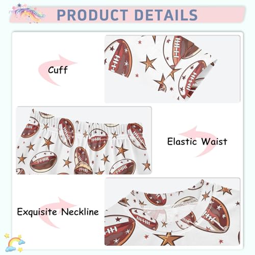 ALAZA Star Rugby Ball American Football Pajamas Long Sleeve Sleepwear 2-Piece Pajama Set4
