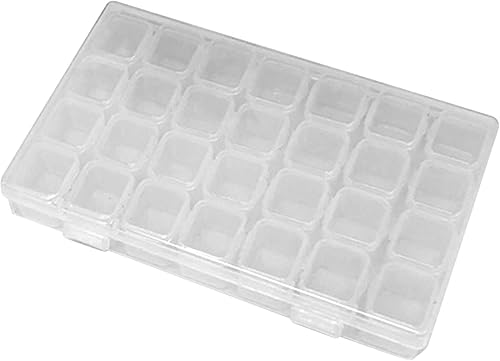Miniatura 2 de Estuche organizador de plástico con 28 ranuras, transparente, decoración de accesorios de arte de uñas, caja organizadora de almacenamiento de