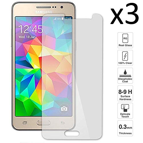 iGlobalmarket [3 Unidades Protector de Pantalla Samsung Galaxy Grand Prime G530, Vidrio Templado, sin Burbujas, Alta Definicion, 9H Dureza, Resistente a Arañazos