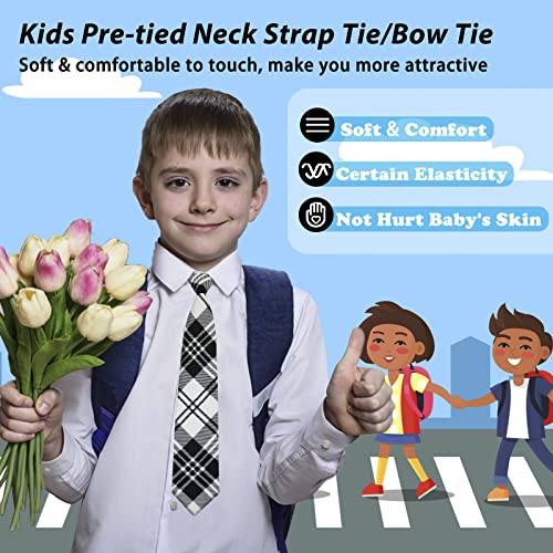 Mantieqingway School Ties for Boys/Girls, Pre-tied Adjustable Bow Ties Uniforms Tie Set for Graduation Party Casual(Age 5-12)4