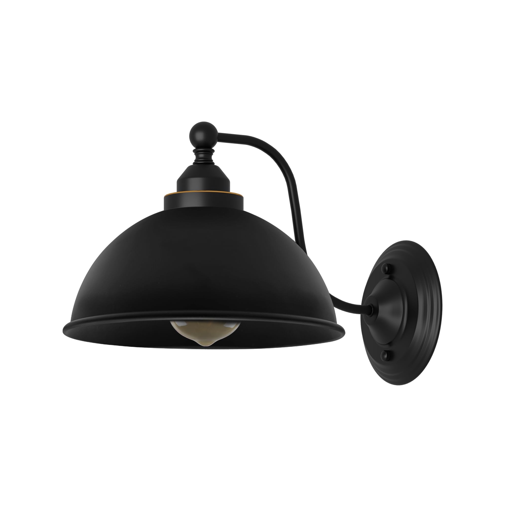 DC VOLTAGE Industrial Wall Light Fittings Retro Wall Sconce with Metal Dome Shade E27 Socket Traditional Swan Neck Indoor Decorative Wall Light for Cafe Bar (Black)