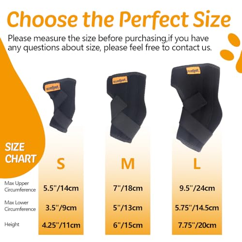 COMFPET Hundehalsbandage für hintere Sprunggelenk, Hund Bein Unterstützung Wrap mit Metall-Streifen, Hinterbein Wrap Protector, Hund Bein Joint Sleeve, Hund Verstauchungen zu verhindern-M (5'-7')