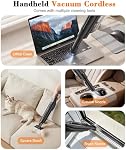 Handheld Vacuum Cordless,16KPA High Power Car Vacuum with Brushless Motor,LED Light,Charging Dock,Rechargeable Hand Held Vacuum Cleaner with Reusable Filter for Car,Home,Office,Pet Pair,Black