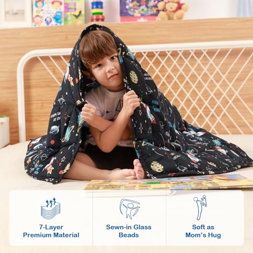 Image of Sivio Weighted Blanket 7lbs, Cooling Weighted Lap Blanket, Breathable Heavy Throw Blankets for Sleeping, 41 inchx60 inch,Black Universe
