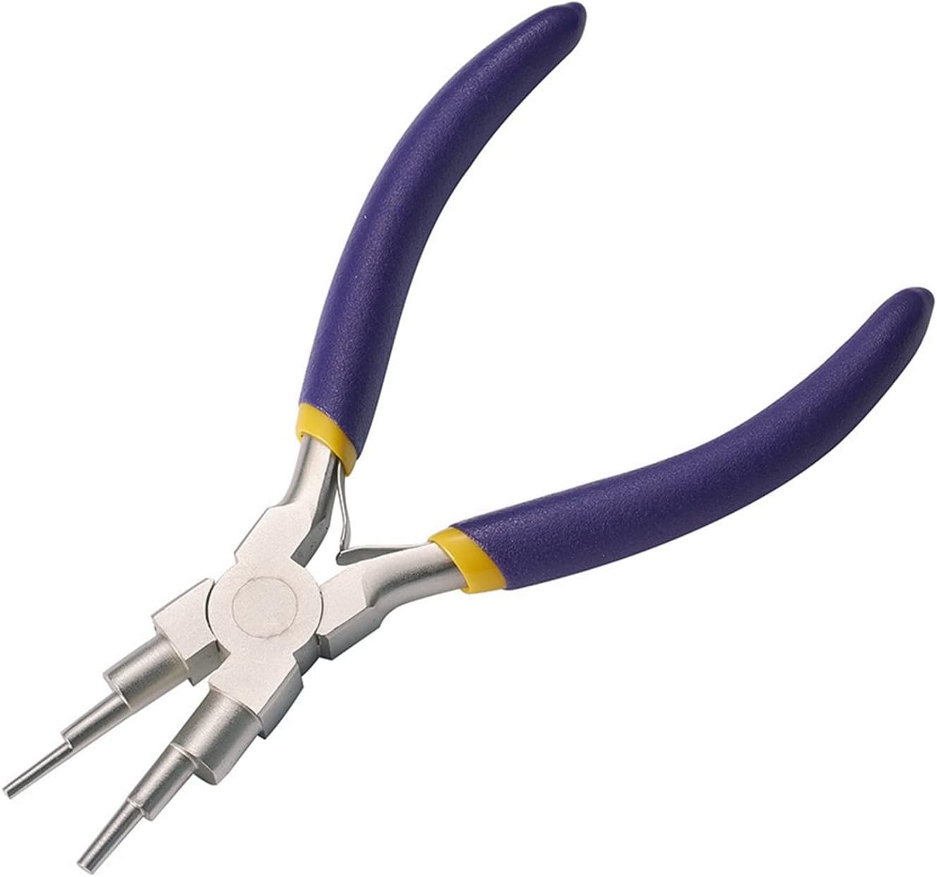 6 in 1 Bail Making Plier Jewelry Bail Pliers Tool 5.7" Long Nylon Nose Pliers with Polished Steel Head Comfort Grip Handle for 3mm to 10mm Loops and Jump Rings