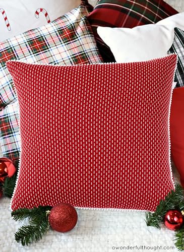 Image of Theme Red Cushion Covers 16 inch x 16 inch | Set of 3 |Cushion Covers 16x16 | Throw Pillow Covers | Decoration Items for Home