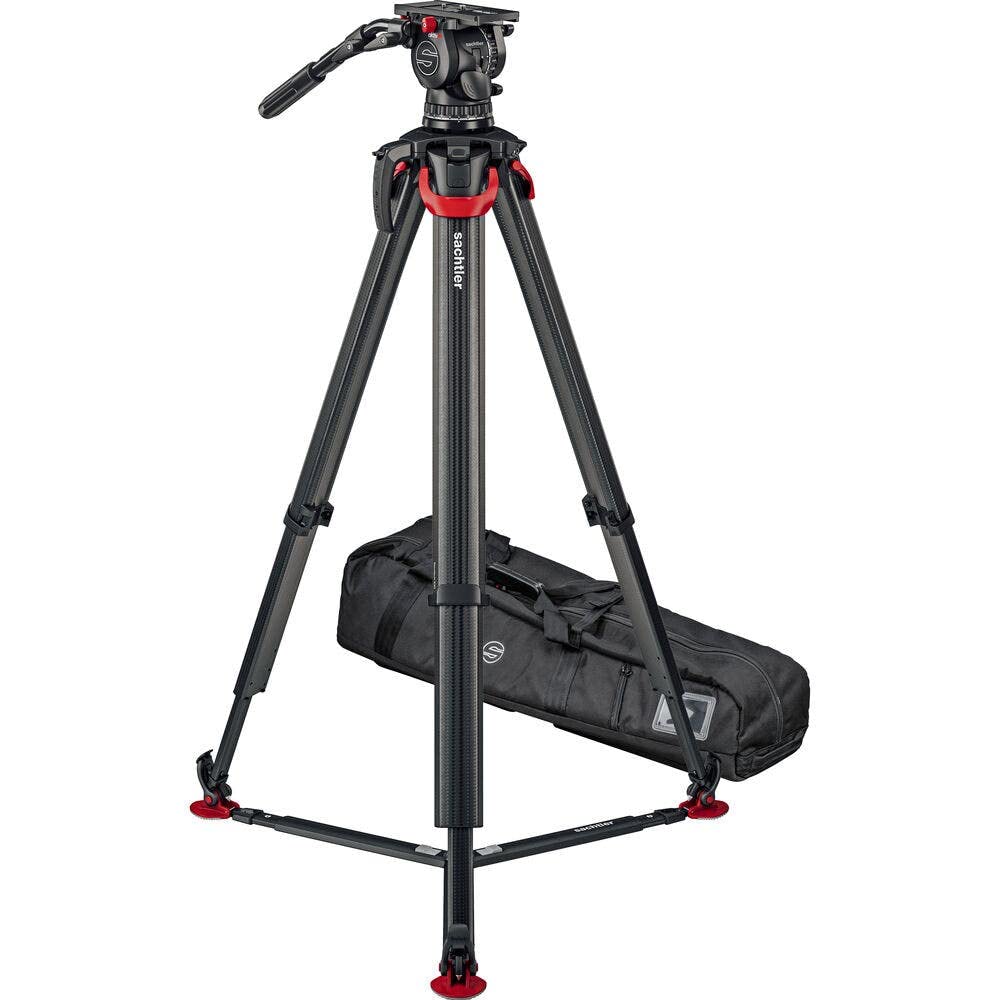 Sachtler aktiv14T 100mm Fluid Head with flowtech 100 Carbon Fiber Tripod and Ground Spreader