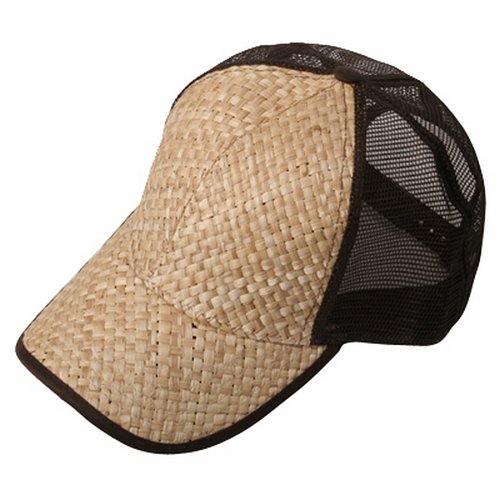 Wholesale Straw Mesh Trucker Caps (Natural/Brown) - 21829 #TOP3
