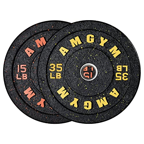 Amgym Bumper Plates, High Bounce Olympic Weight Plates 2-Inch For Weight Lifting And Strength Training,100 Lb Set #TOP1