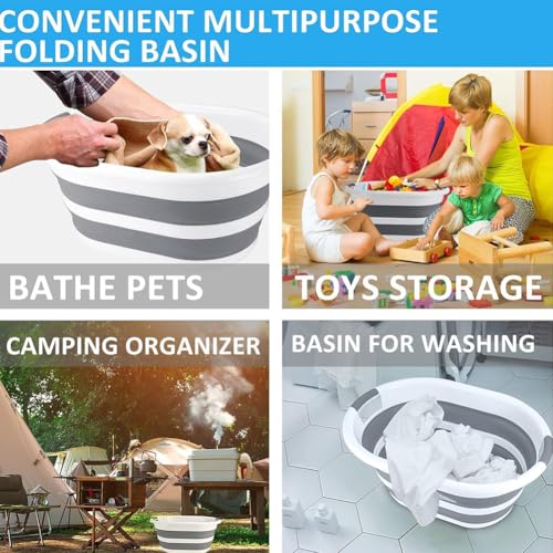 SHJOEE Zusammenklappbar Hundebadewanne Tragbar Haustier Badewanne 40L Faltbar Wäschewanne Multifunktionale Aufbewahrungsbehälter Platzsparend Organizer Indoor Outdoor Kleine Hunde Katzen Wasserbecken