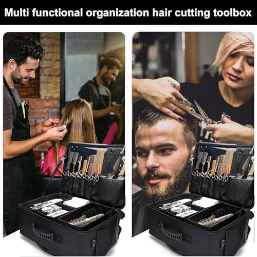 Image of Adson Multifunctional Professional Beauty Makeup Artist Rolling Cosmetic Aluminium Vanity Trolley Beauty Train case Makeup Cosmetic Trolley Hairstylist Travel Organizer (Metallic Jet Black)