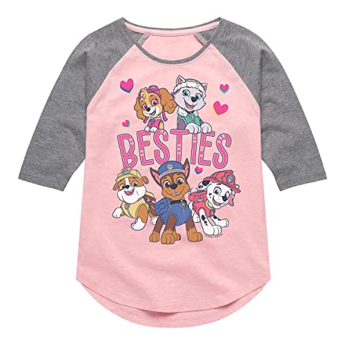 HYBRID APPAREL - Paw Patrol - Besties Big Group - Toddler and Youth Girls Raglan Graphic T-Shirt