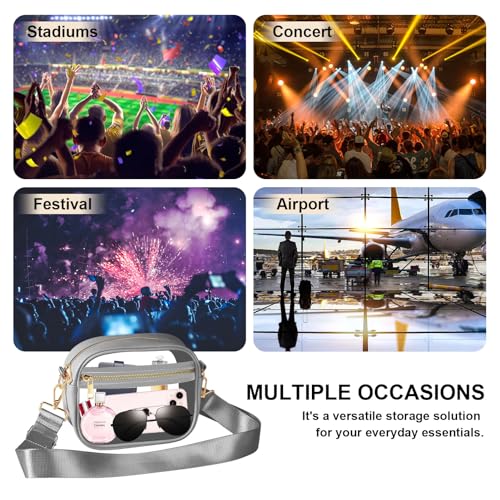 Image of Fibrdoo Clear Bag Stadium Approved, Leather Clear Crossbody Purse Bag for Concerts Sports Events Festivals