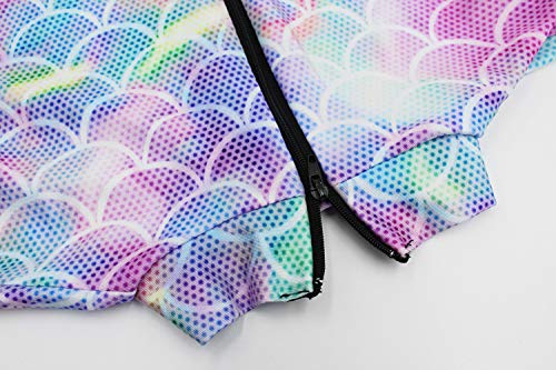 Women's One Piece Long Sleeve Rash Guard Swimwear Mermaid Sun Protection Swimsuit Bathing Suit4