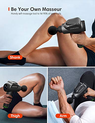 Massage Gun Deep Tissue, Percussion Muscle Massager, Handheld Electric Massager for Athletes Soreness Relief with 30 Adjustable Speeds, 6 Massage Heads, Storage Box, for Home, Gym and Office
