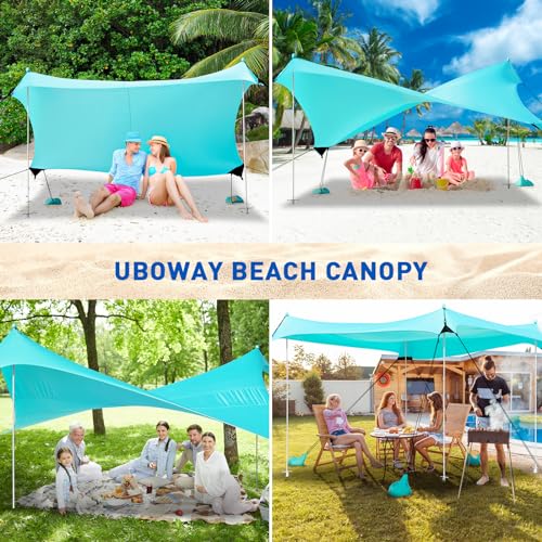 Camping Tent UPF50+ with 8 Sandbags, Beach Shade Canopy for 6-12 Persons, Pop Up Canopy for Camping, Picnics, 12X12FT Turquoise - Image 6