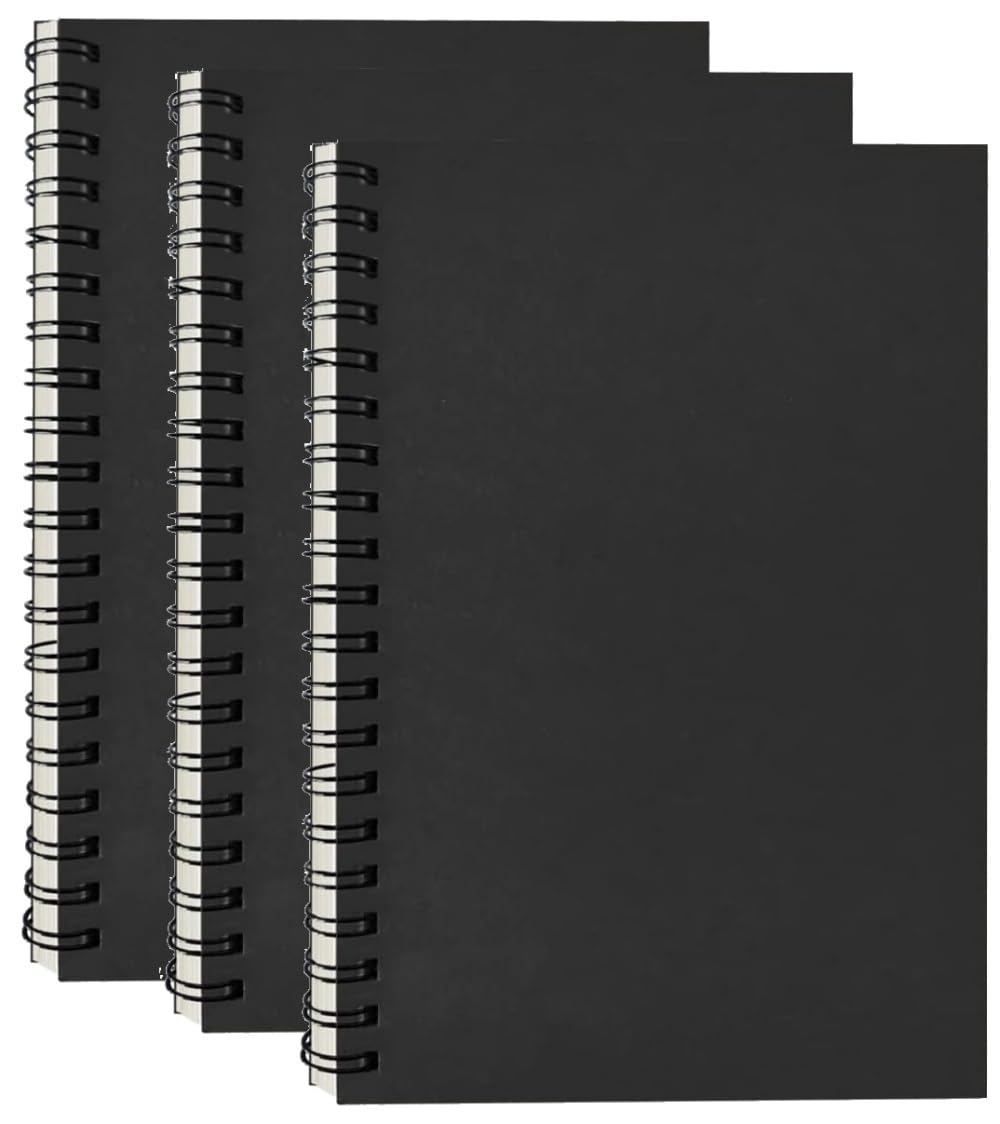 3Pack A4 Sketch Books Sketch Pads Hard Back Cover Spiral Bound Sketch Pad160gsm Paper 60 Pages (3A4)