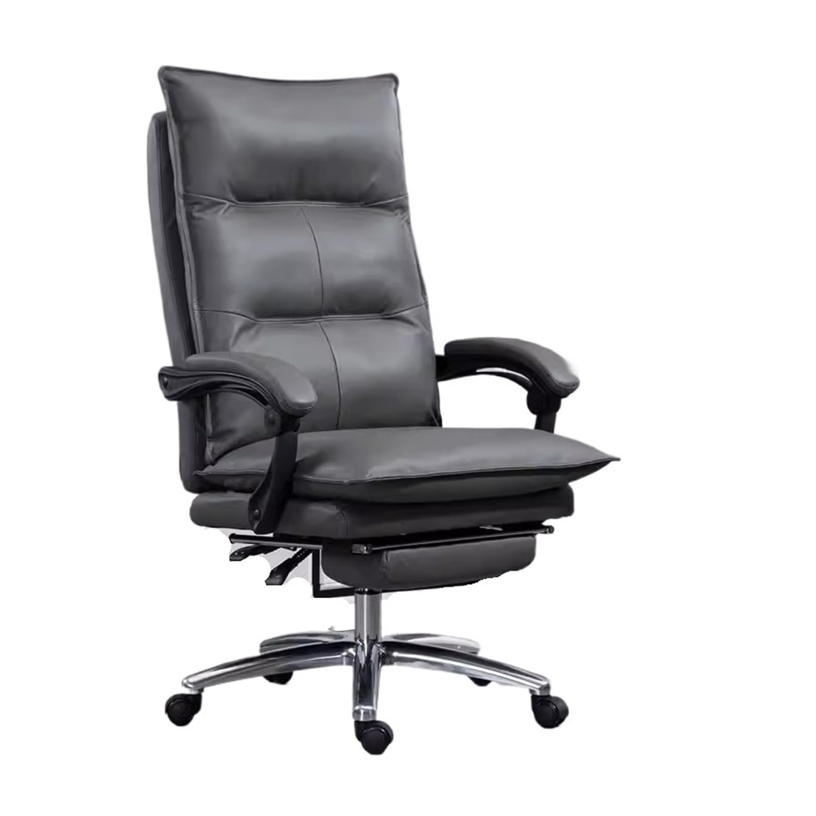 Ergonomiczne krzesło biurowe z wysokim oparciem, skórzane, biurko i krzesło dla graczy, regulowane, obrotowe, do domu i biura, szare