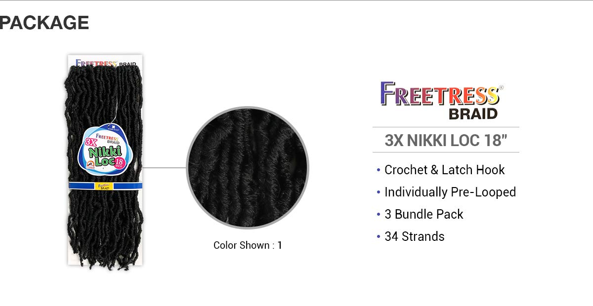 Amazon.com: FreeTress Crochet Braids Pre-Looped 3X Nikki Loc 18