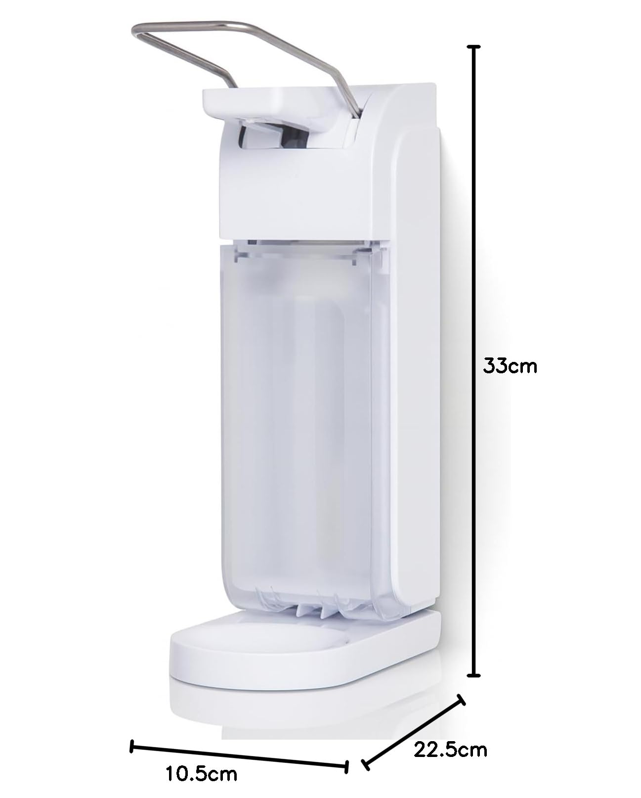 Universal Armhebelspender Desinfektion 1 Liter Weiß | Dosierung 0,6–2,0 ml, 1-Liter-Flasche inkl., Tropfschale & Made in Germany