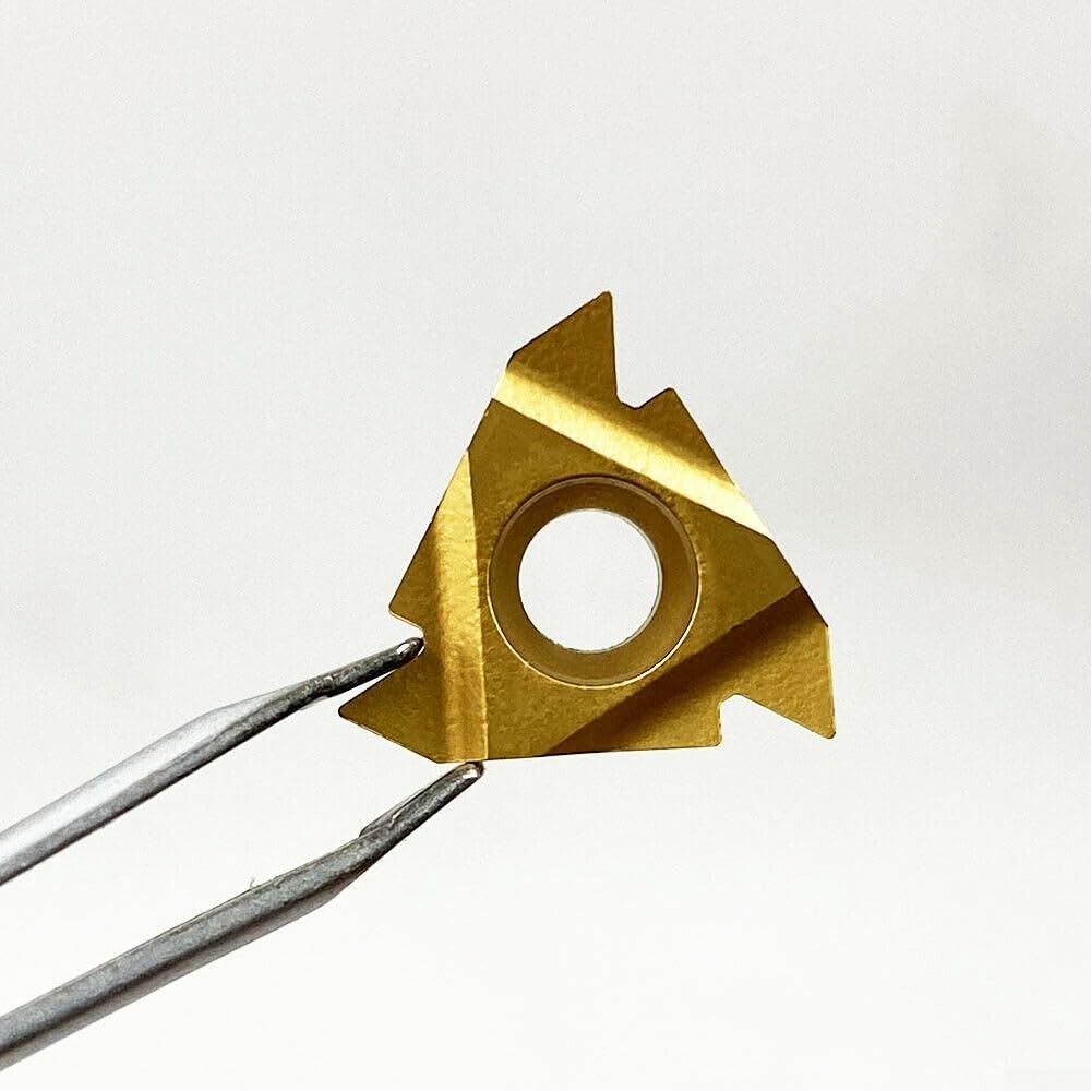 10 Pieces Carbide Inserts 16ER AG60 External Thread Turning Tools for Lathe,Golden Blades,Metric 60 Degrees